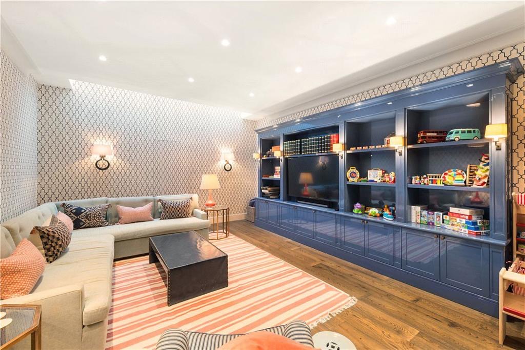 Family room with a wall of bespoke joinery