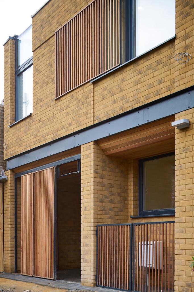 Brick and timber facade of a new-build house